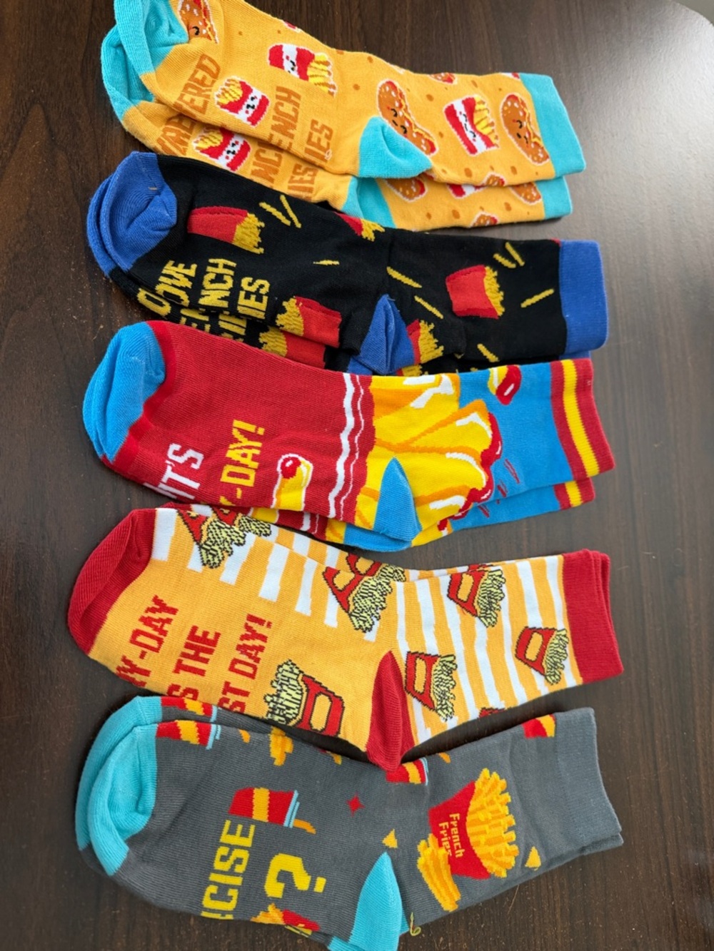 New Novelty Fast Food Crew Socks French Fries Bundle Set of 5 Pairs